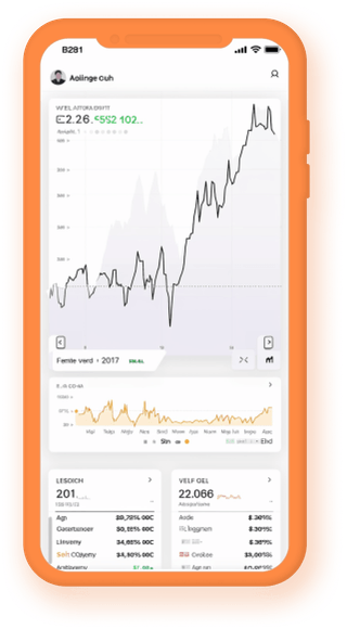 Handheld portfolio tracker displaying live crypto data